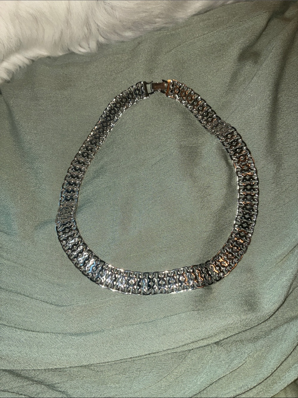 1970’s vintage Monet Silver-Tone Chunky Woven Collar Necklace